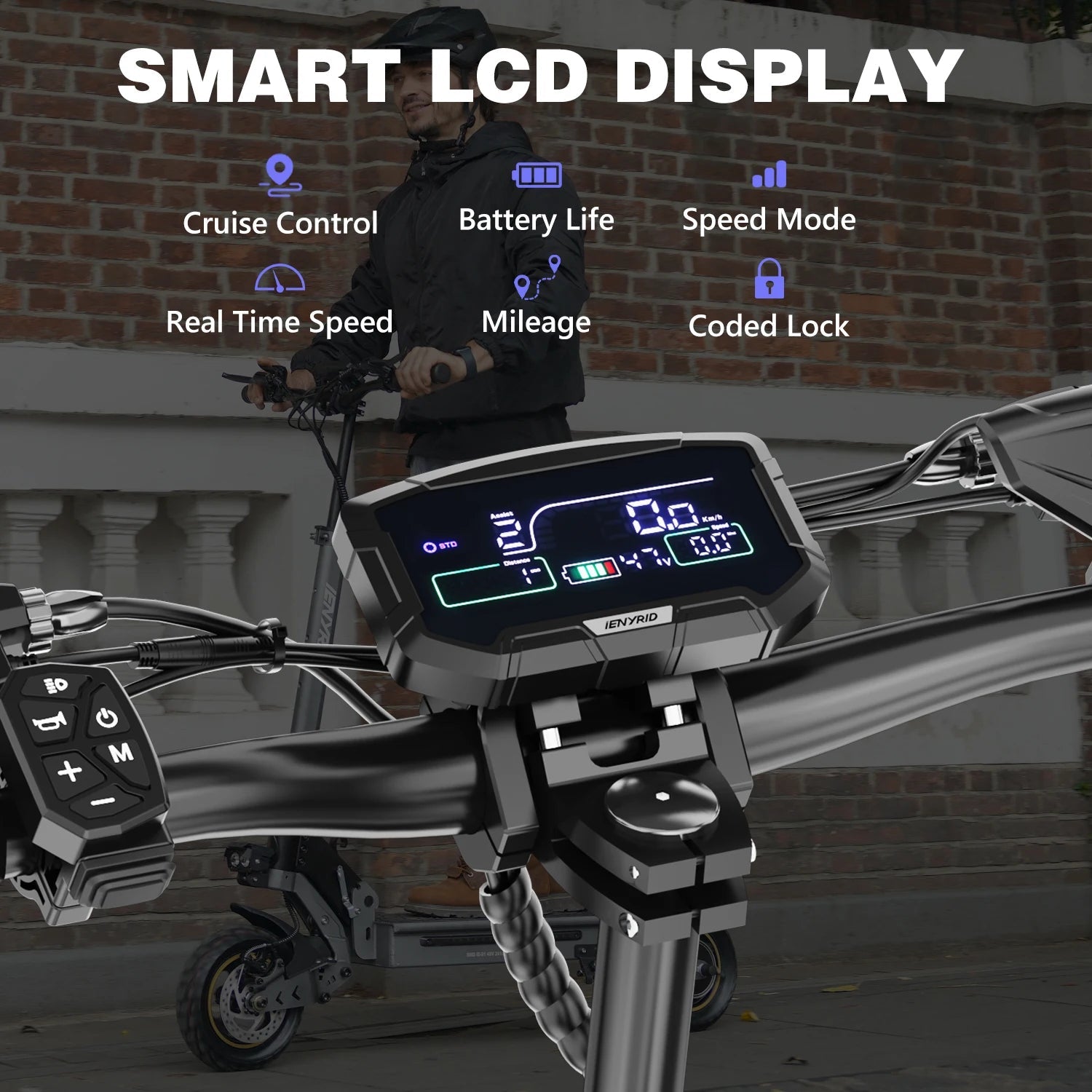 IENYRID IE-S1 Electric Scooter 800W Motor 48V15AH Lithium Battery E-Scooter 10-inch Off-road Tires Foldable E-Scooters Ai-TechWorld 