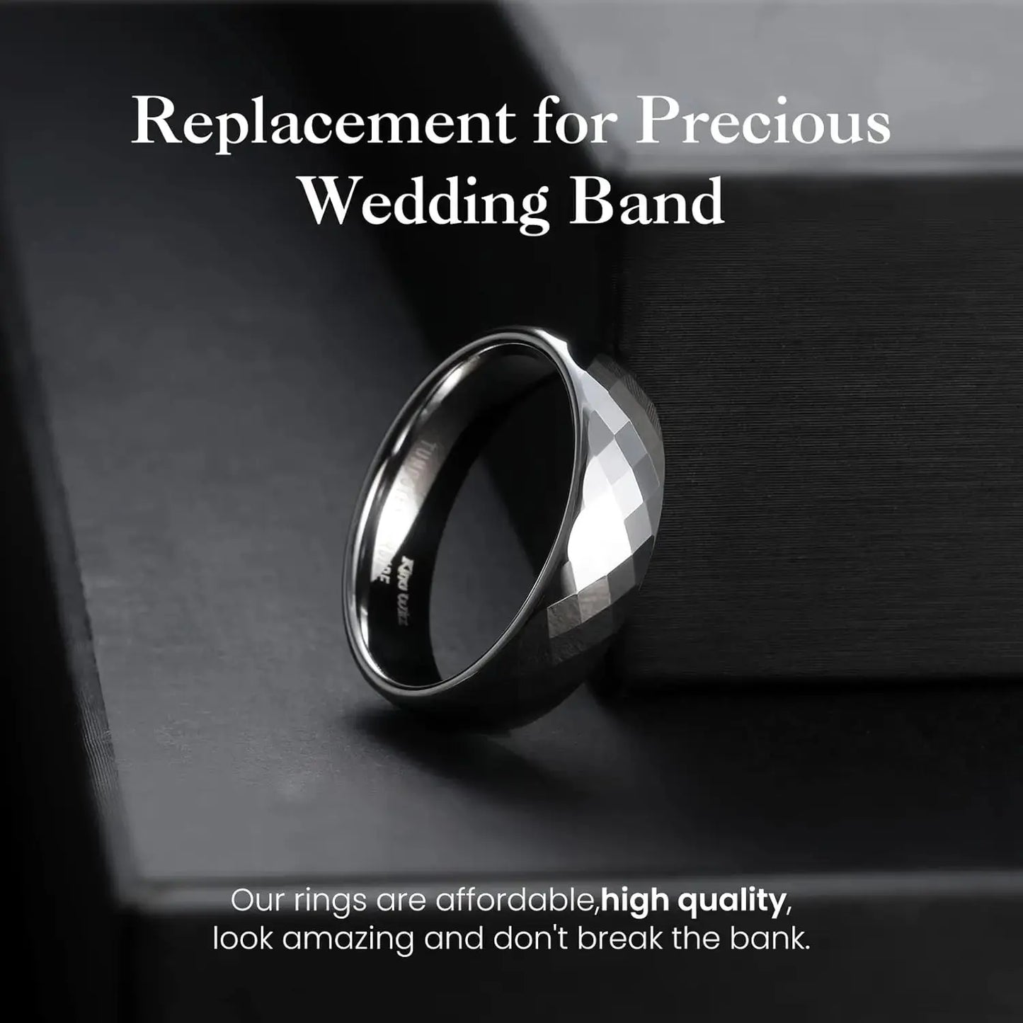 Tungsten Steel Ring Rhombus Luxury Simple Fashion Tungsten Ring Couples Ring Ai-TechWorld 