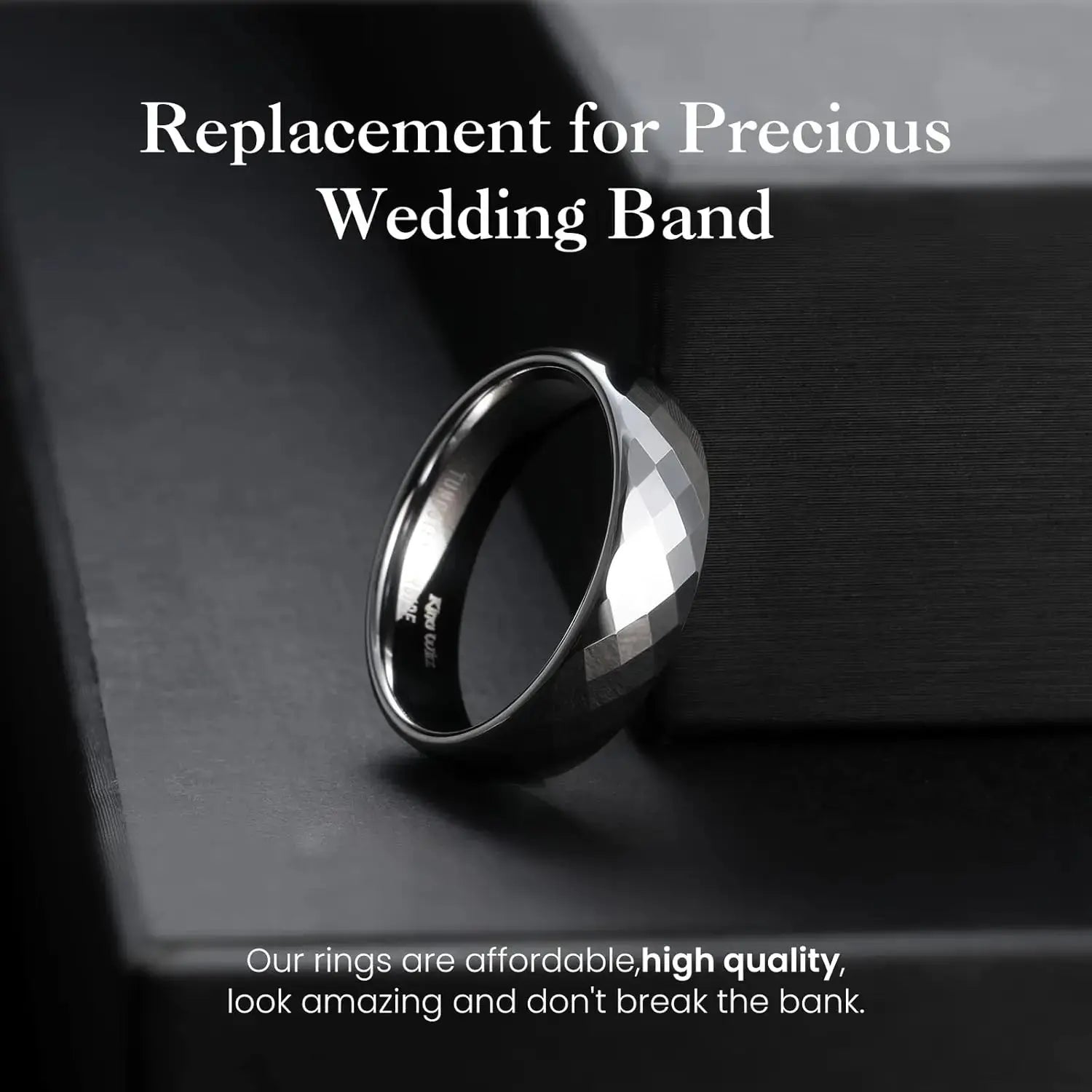 Tungsten Steel Ring Rhombus Luxury Simple Fashion Tungsten Ring Couples Ring Ai-TechWorld 