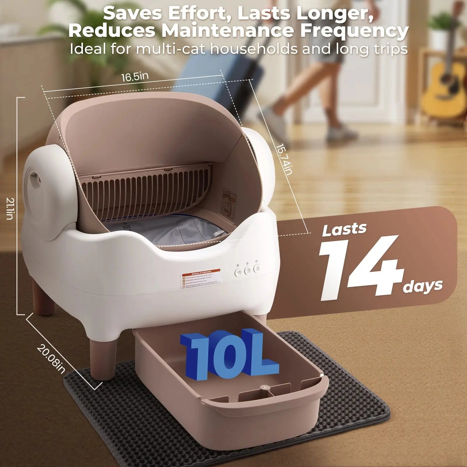 Self Cleaning Litter Box, Automatic Cat Litter Box with APP Control, Odor-Free  Large Waste Bin, Open-Top for Multi Cats Ai-TechWorld 
