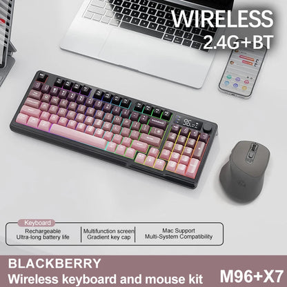 M96 Bluetooth Keyboard Wireless FREEWOLF Screen Gaming Keyboard,Electronic Screen, Multi-Device Connection,Ergonomics Gaming Ai-TechWorld   ai-techworld