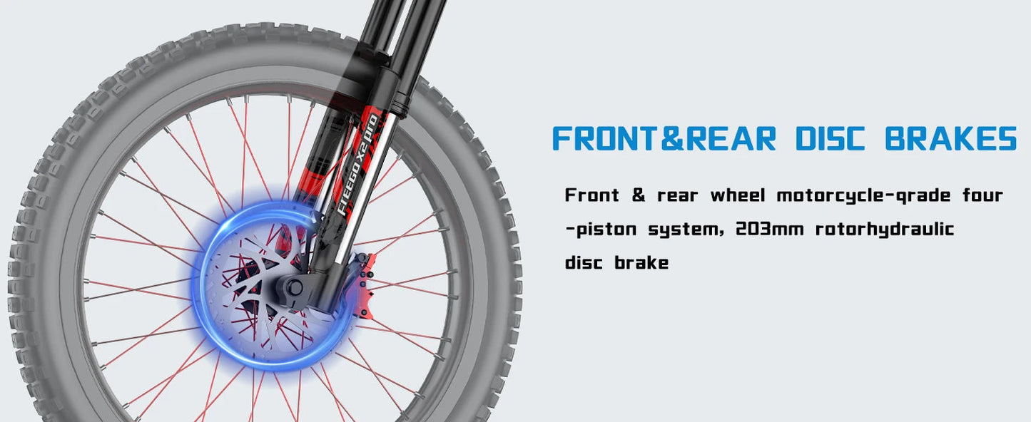 Four-Piston Hydraulic Brake Electric Dirt Bike 6000W Electric Motor 60V/30Ah 50MPH/7 Speed Off Road E-Bicycle Full Suspension Ai-TechWorld 
