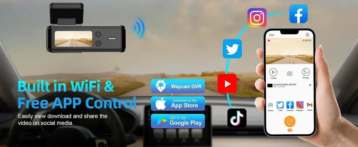 QOZ 4K UHD Dash Cam WIFI GPS Car DVR Front and Rear Dual Lens Auto Car Drive Recorder Night Vision G-Sensor 24H Parking Monitor Ai-TechWorld 