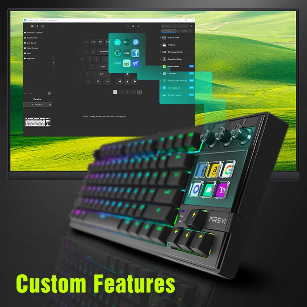 MRSVI K1 PRO Visual LCD AI Keyboard 80% Gaming Mechanical Keyboard Macro Red Axis Wired Detachable Cable RGB Backlight Hot Swap Ai-TechWorld   ai-techworld
