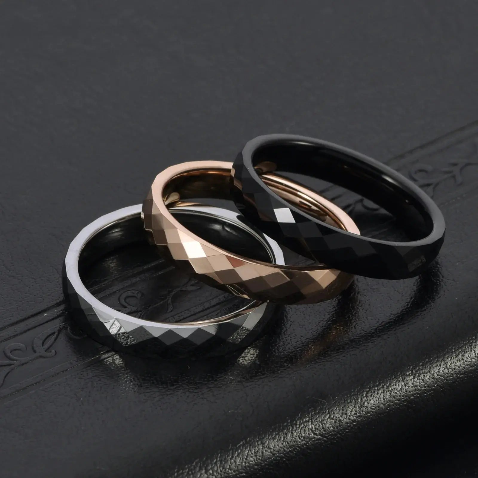 Tungsten Steel Ring Rhombus Luxury Simple Fashion Tungsten Ring Couples Ring Ai-TechWorld 