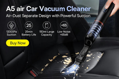 Baseus A5 Air Car Vacuum Cleaner 2-in-1 Powerful Wireless Cleaner Strong Suction Handheld Car Cleaning Portable Home Appliance Ai-TechWorld 