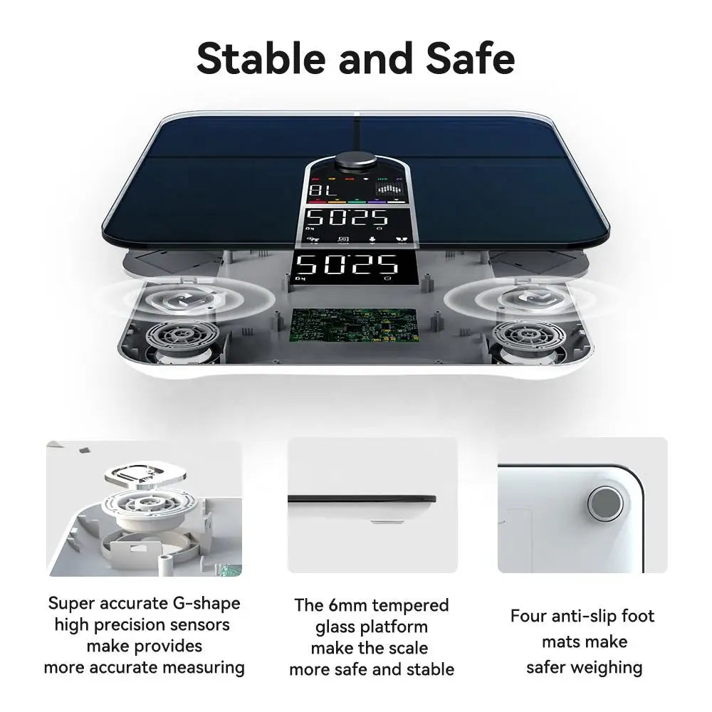 Scale for Body Weight, Smart Scale with 8-in-1 VA Display, High Precision Bathroom Digital Scale for Body Weight Heart Rate BMI Ai-TechWorld 