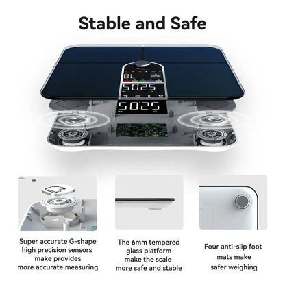 Scale for Body Weight, Smart Scale with 8-in-1 VA Display, High Precision Bathroom Digital Scale for Body Weight Heart Rate BMI Ai-TechWorld 
