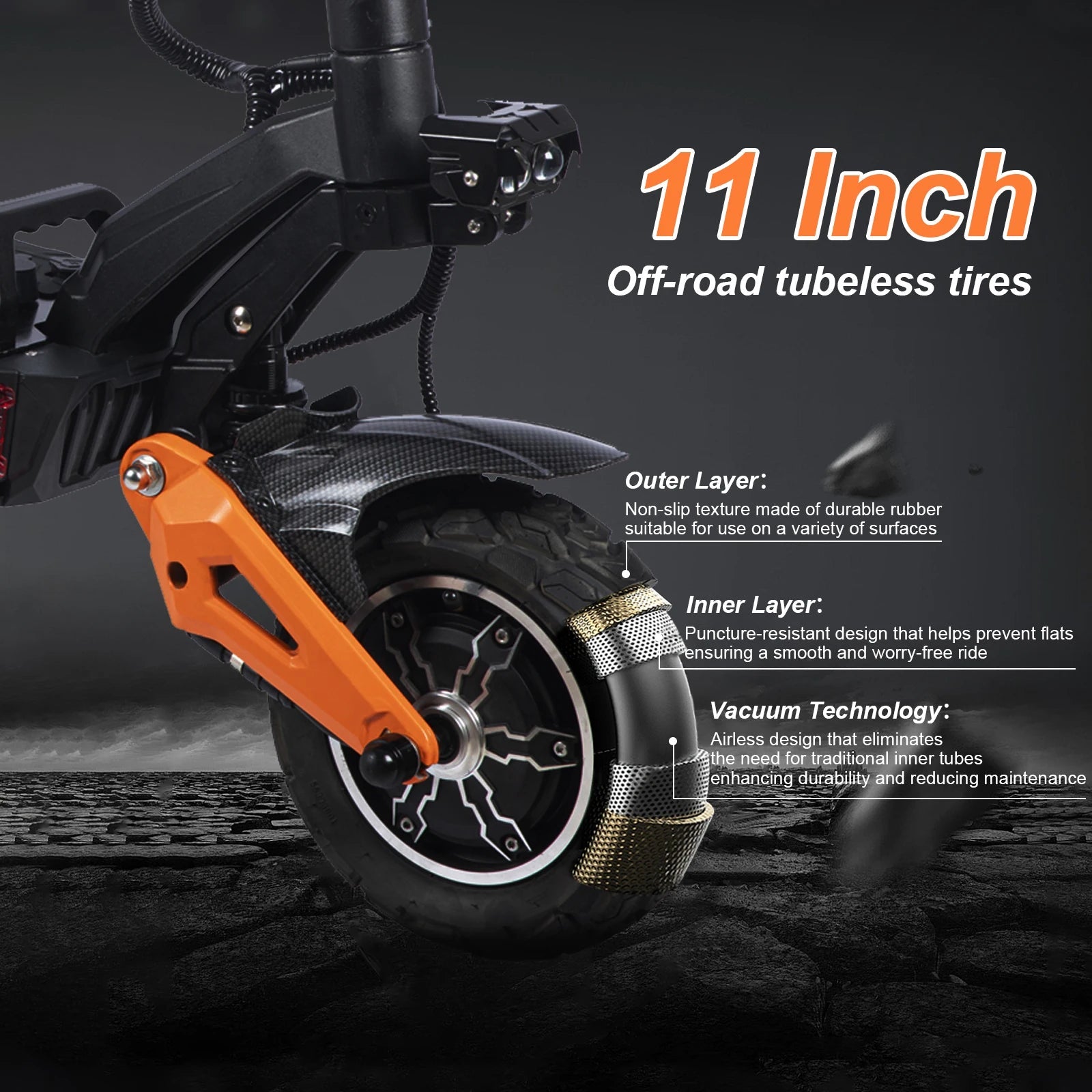6000W Fast Electric Scooter for Adult,Daul Motor 50mph,60V 30Ah,11'' Off Road Tires,55miles Range,Sport Folding eScooter Ai-TechWorld 
