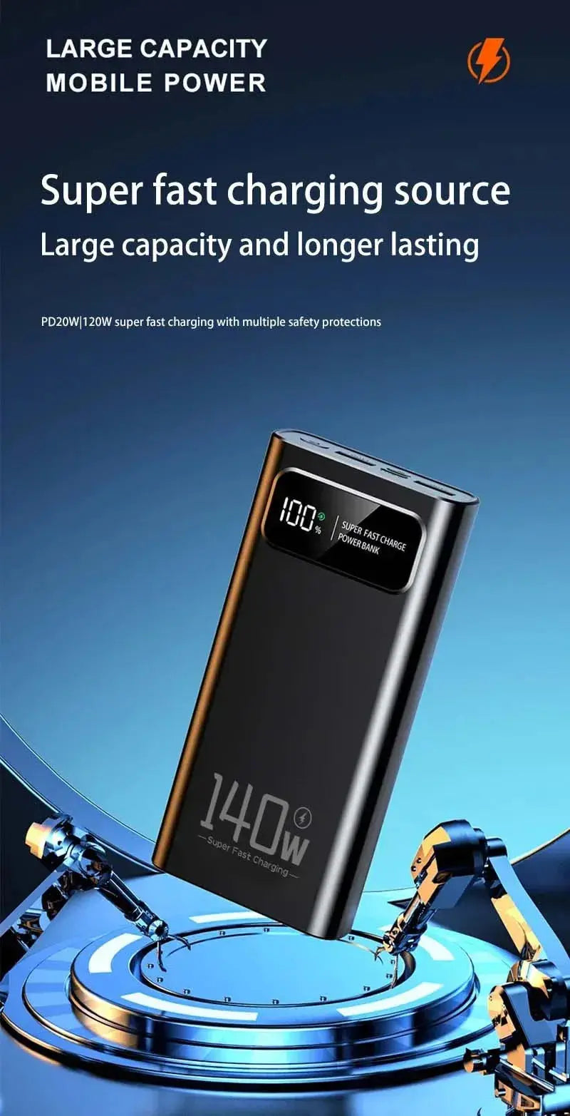 140W Power Bank  Super Fast Charging Battery High Capacity Digital Display 100000mAh Power Bank For Iphone Samsung Xiaomi Tablet Ai-TechWorld 