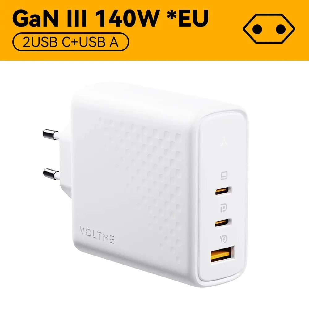 VOLTME GaN Charger 140W USB Type C PD3.1 Fast Charge For Macbook pro 16″ Quick Charge 5.0 Phone Charger For iPhone 15 Pro Max Ai-TechWorld 