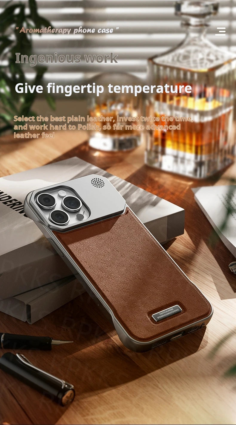 Business Aromatherapy Leather Case for iPhone 17 Air 16 15 14 Plus 13 12 11 Pro Max For Magsafe Magnetic Frameless Armor Cover Ai-TechWorld 