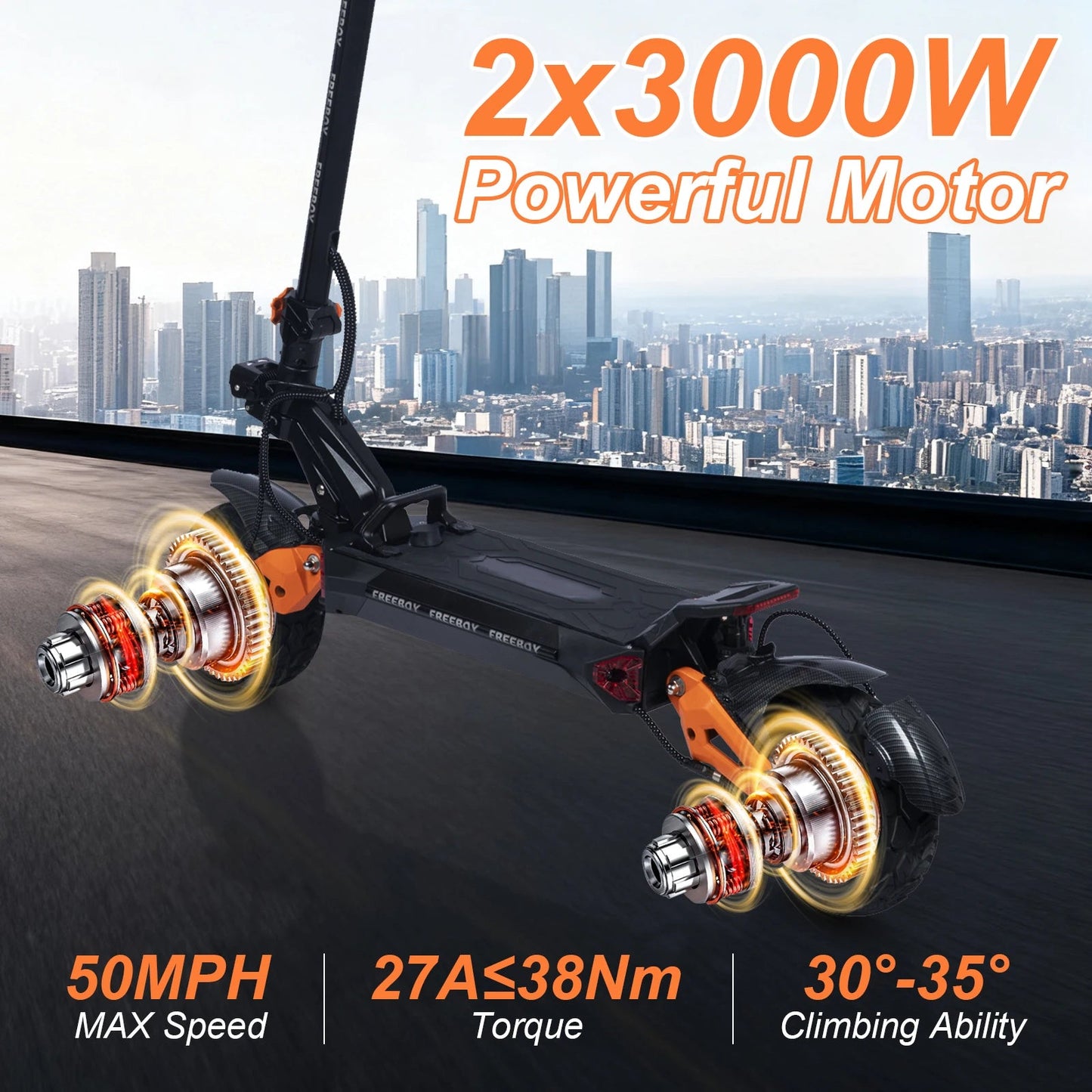 6000W Fast Electric Scooter for Adult,Daul Motor 50mph,60V 30Ah,11'' Off Road Tires,55miles Range,Sport Folding eScooter Ai-TechWorld 
