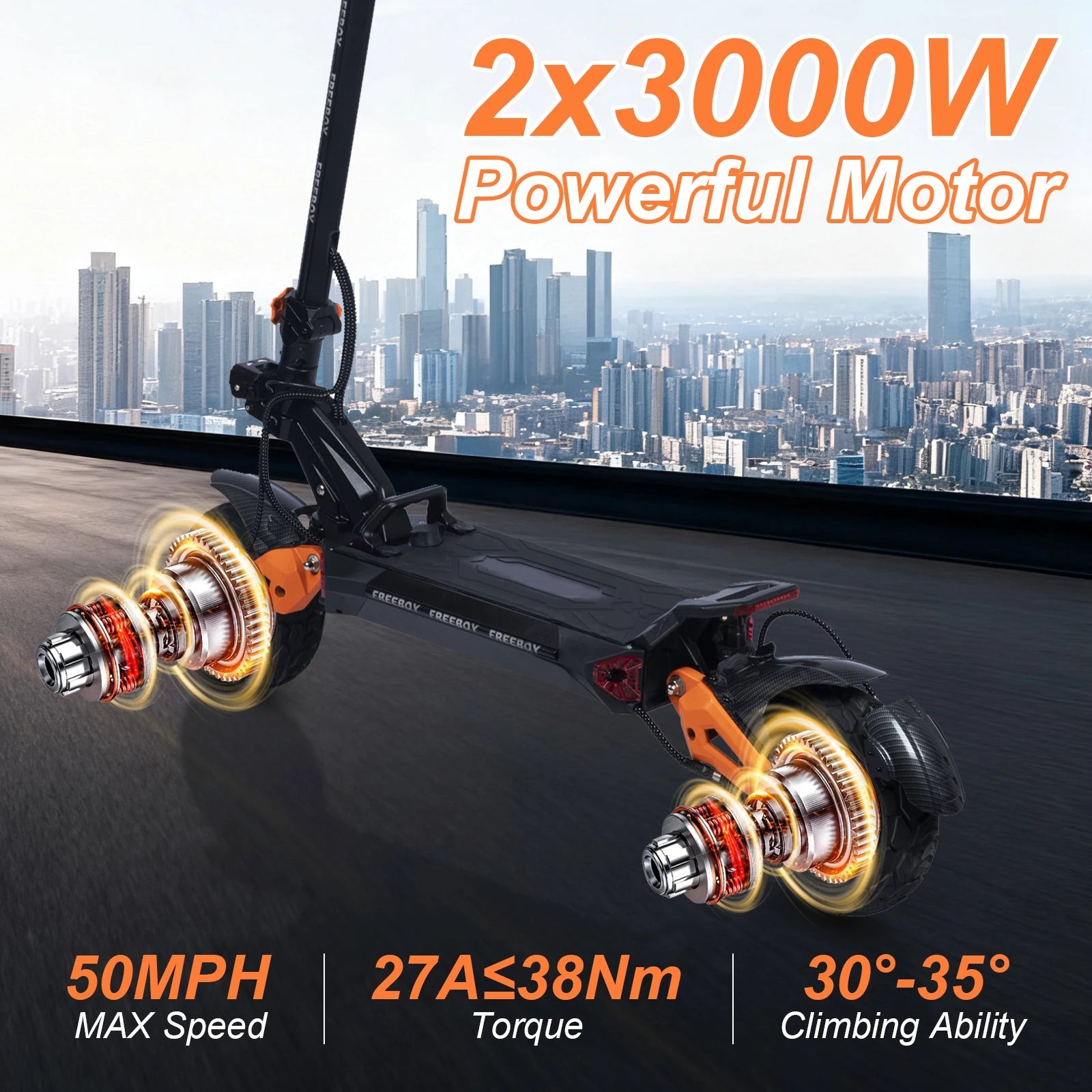 6000W Fast Electric Scooter for Adult,Daul Motor 50mph,60V 30Ah,11'' Off Road Tires,55miles Range,Sport Folding eScooter Ai-TechWorld 