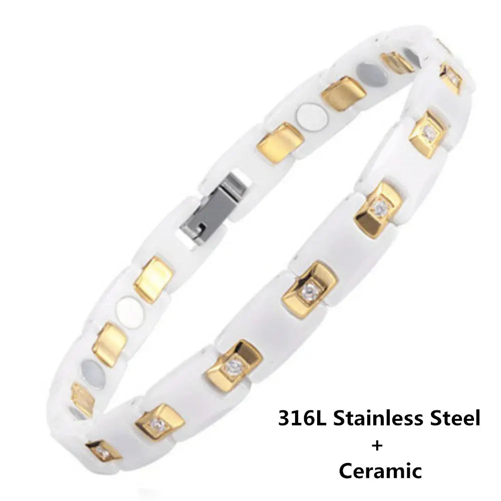 Titanium Steel Ceramic Energy Bracelet Stainless Steel Zirconia Couple Ceramic Bracelet Ai-TechWorld 