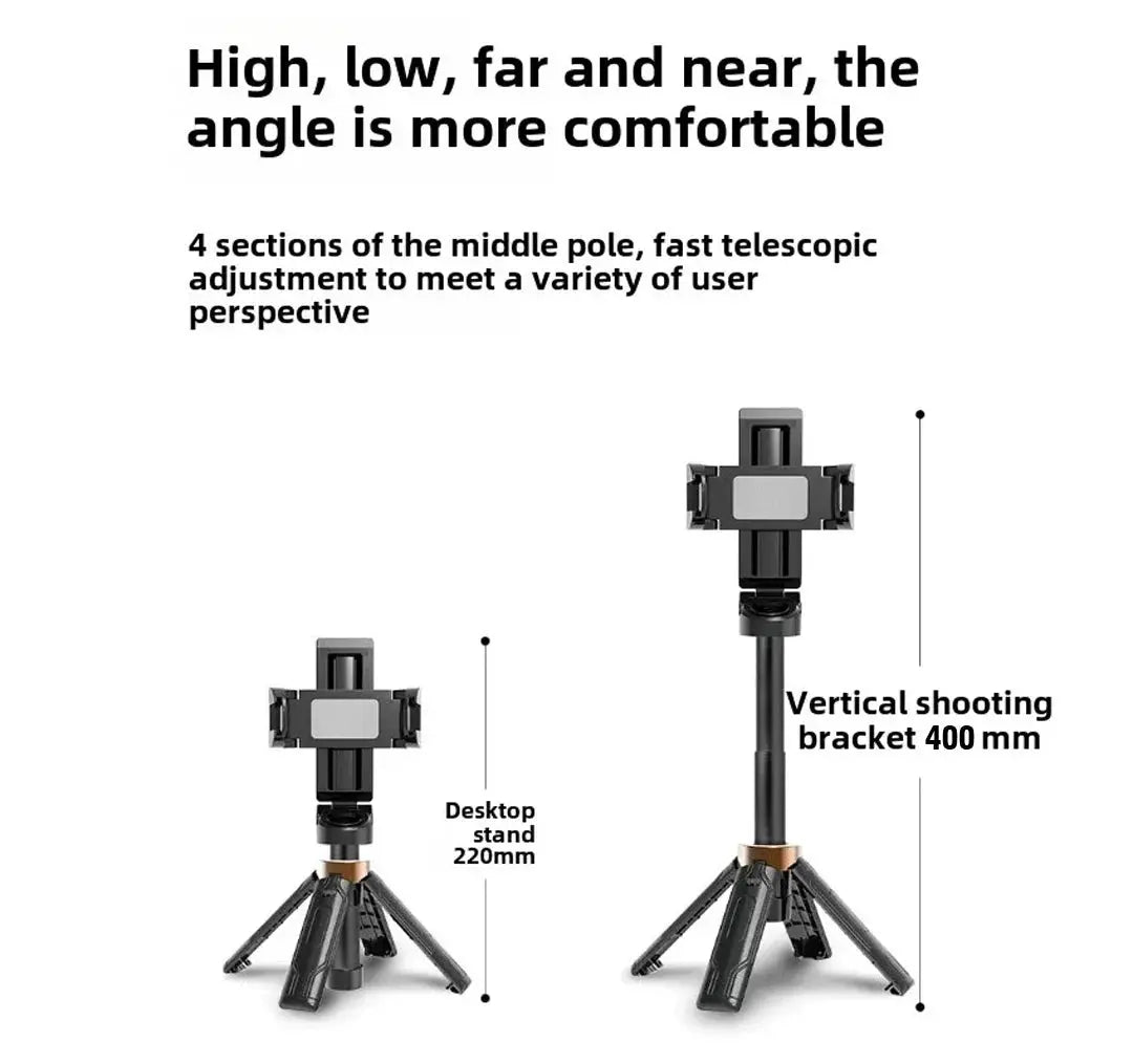 Super Mini Selfie Stick Portable Phone Holder Shooting Aid Versatile Integrated Design Bluetooth Remote For Live Broadcas Ai-TechWorld 