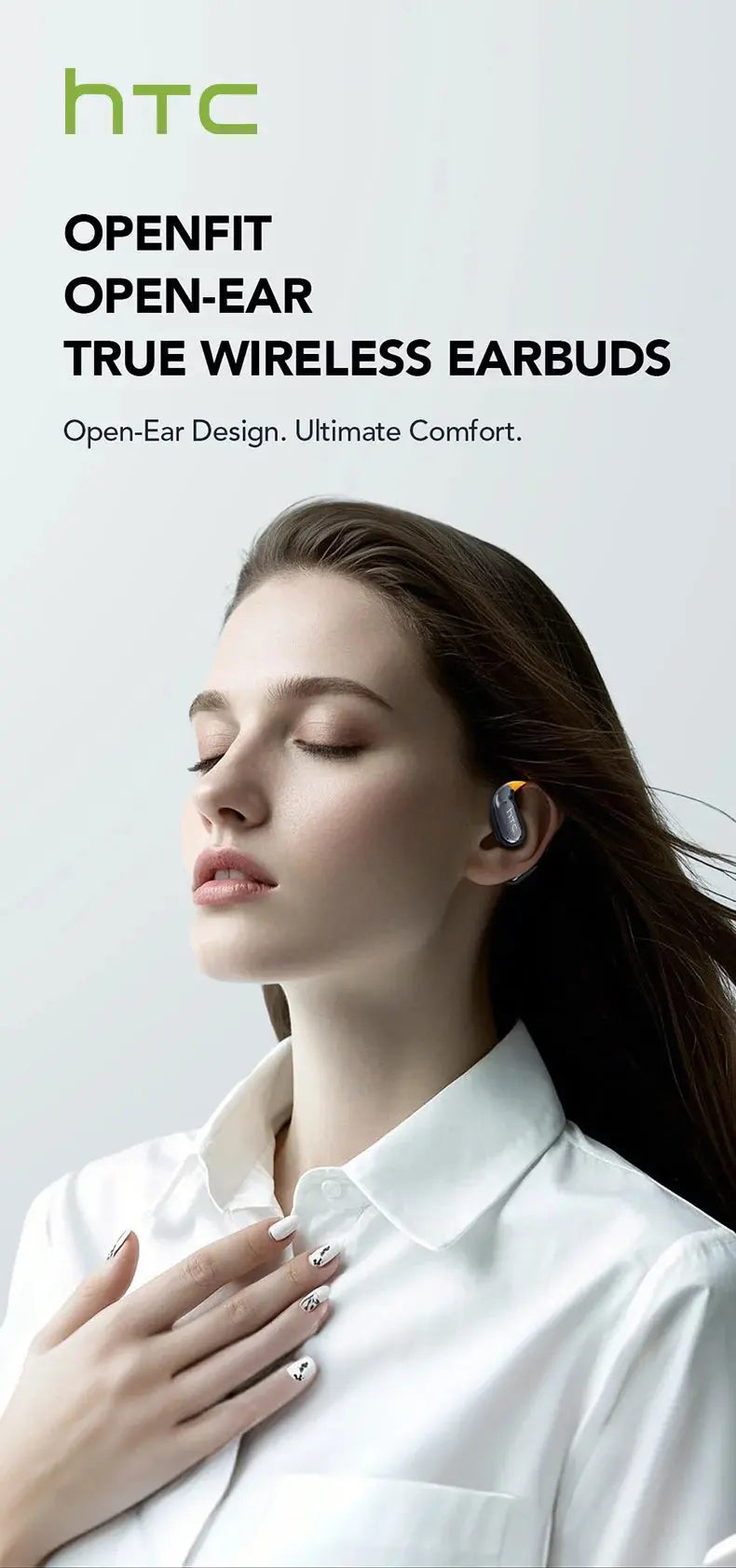 HTC NE27 Wireless Headphones AI Translator Earbuds OWS Sports Bluetooth Earphones Glowing Earhook Customizable Wallpaper Screen Ai-TechWorld 