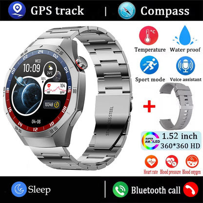 2025New For Android and ios Smart Watch Men AMOLED Screen GPS Motion trajectory Heart Rate Bluetooth Calls SmartWatch Waterproof Ai-TechWorld 
