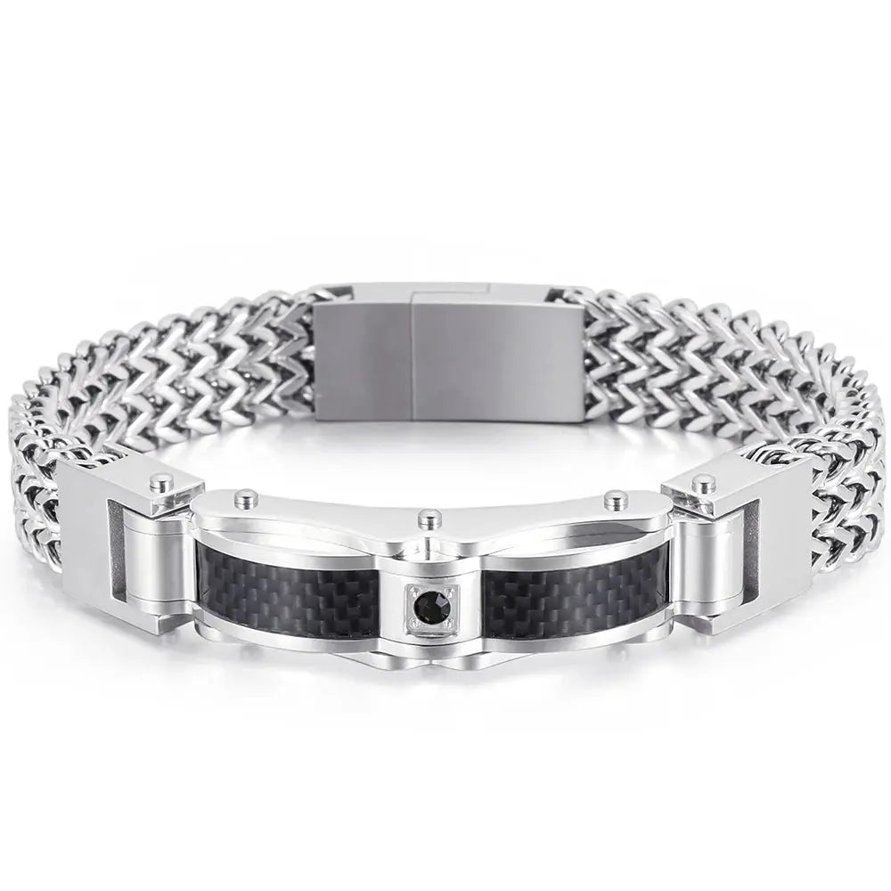 Luxury Bracelet for Men Gold 12MM Wide Stainless Steel Square Wrist Bracelets Ai-TechWorld 