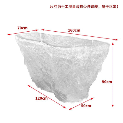 Premium Light Luxury Transparent Resin Hotel Front Desk Restaurant Villa Kitchen Partition Luminous Crystal Glacier Island Table Ai-TechWorld 