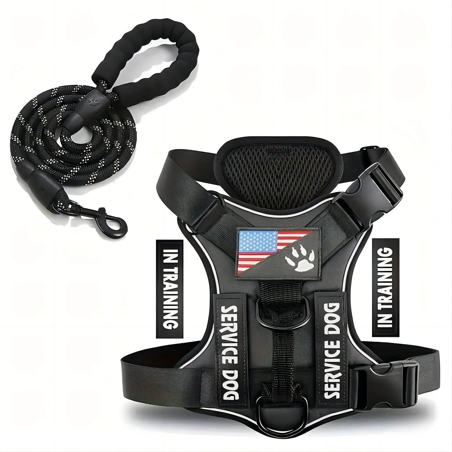 Dog Harness And Leash Set, Escape Proof No Pull Dog Vest Harness With Reflective Dog Walking Traction Rope Ai-TechWorld 