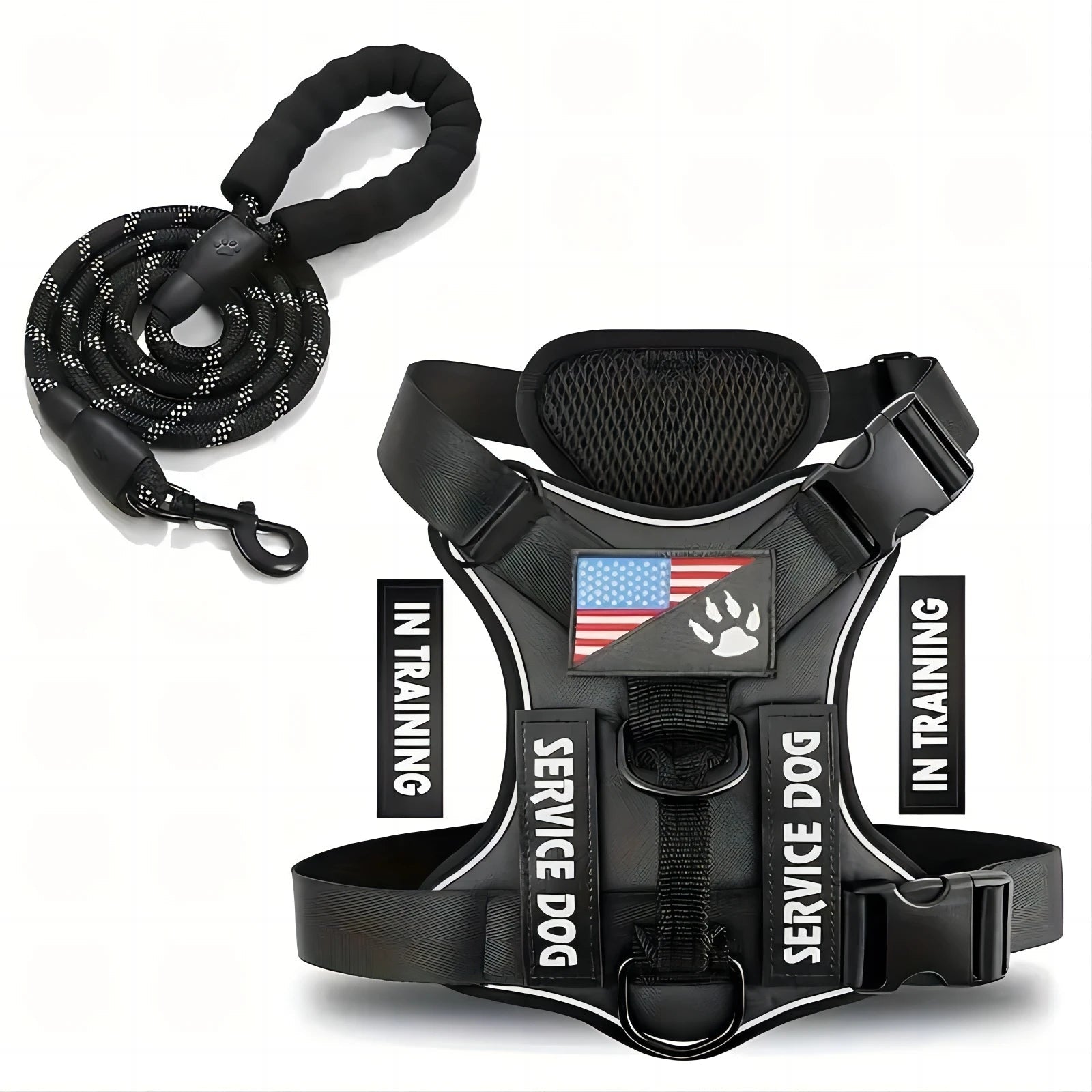 Dog Harness And Leash Set, Escape Proof No Pull Dog Vest Harness With Reflective Dog Walking Traction Rope Ai-TechWorld 