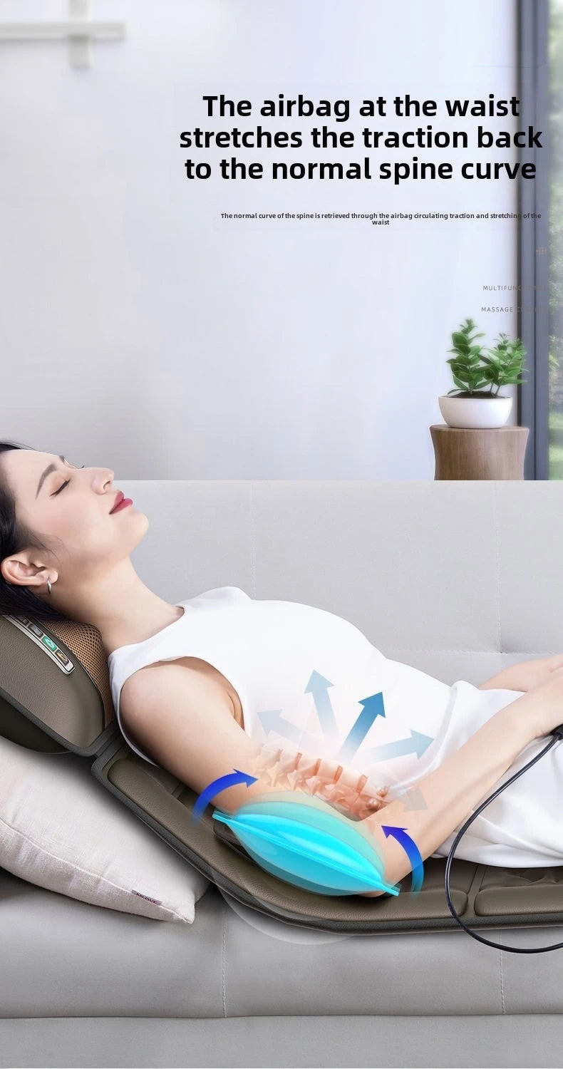 Multifunctional Lumbar Traction Massage Mattress Cushion Full Body Electric Shoulder Neck Waist Back Vibrations Removable Gift Ai-TechWorld 