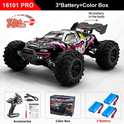 Teeggi 16101 /16102 PRO 1:16 High Speed RC Car With LED Light Drift 70KM/H 4WD RC Off-Road Car Monster Truck Toy For Kid Gifts Ai-TechWorld 