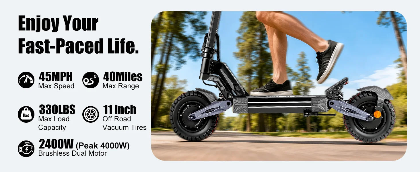 EOEOTWO K2MAX Electric Scooter 45Mph 4000W Peak Dual Motor 40Mile Range EScooter Adults Dual Suspension Fast Charging Scooter Ai-TechWorld 