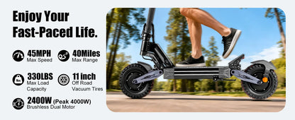 EOEOTWO K2MAX Electric Scooter 45Mph 4000W Peak Dual Motor 40Mile Range EScooter Adults Dual Suspension Fast Charging Scooter Ai-TechWorld 