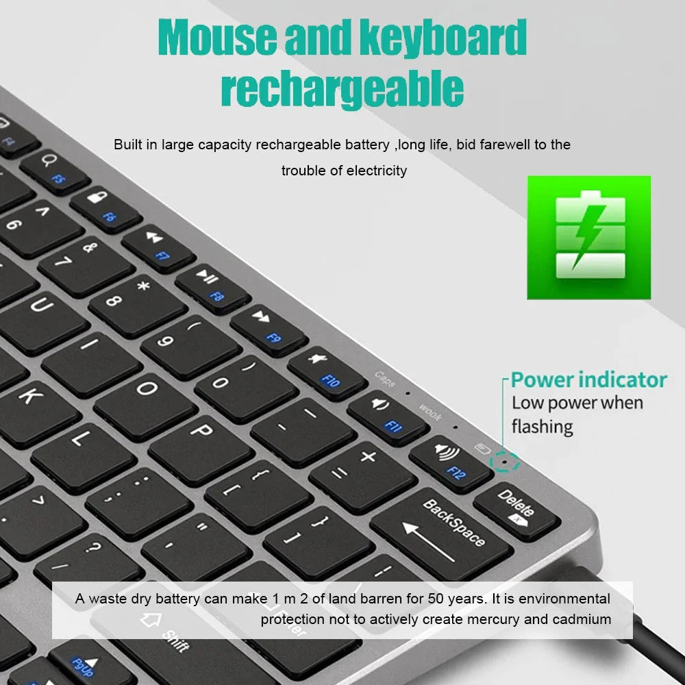2.4G Wireless Keyboard Mouse Set Bluetooth 5.0 Keyboard Mouse Combo 2 modes Mini Keyboard Mouse For Laptop PC Accessories Ai-TechWorld   ai-techworld