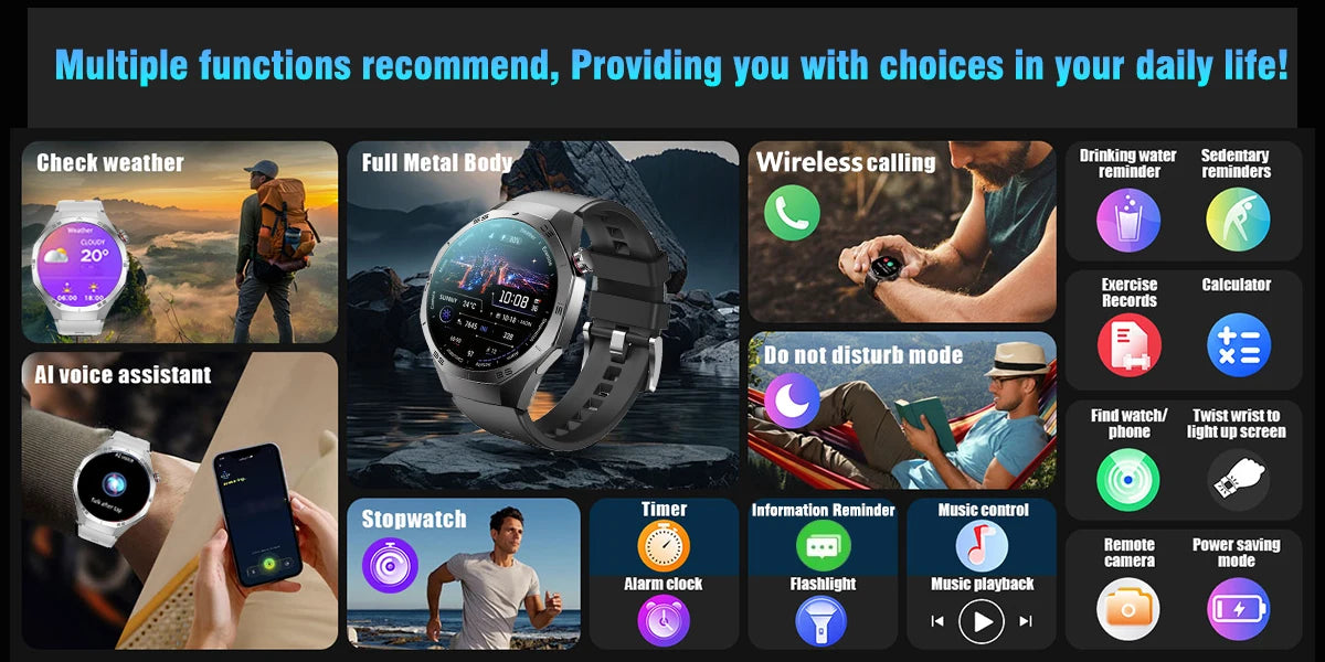 2025New For Android and ios Smart Watch Men AMOLED Screen GPS Motion trajectory Heart Rate Bluetooth Calls SmartWatch Waterproof Ai-TechWorld 