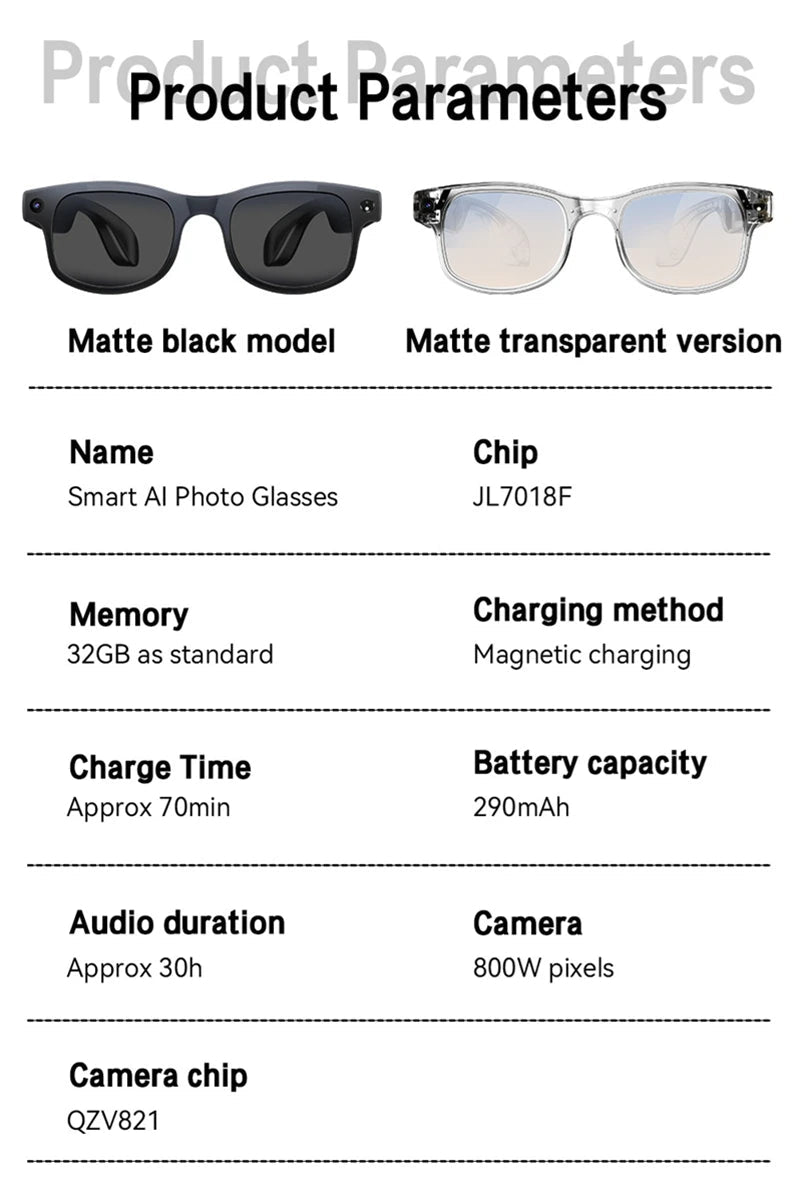 Xiaomi Smart Glasses AI 8K HD Recording Videos Photo Recognition Answer Translation Music Player Multifunction Anti-UV Lenses Ai-TechWorld 
