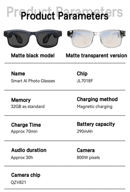 Xiaomi Smart Glasses AI 8K HD Recording Videos Photo Recognition Answer Translation Music Player Multifunction Anti-UV Lenses Ai-TechWorld 