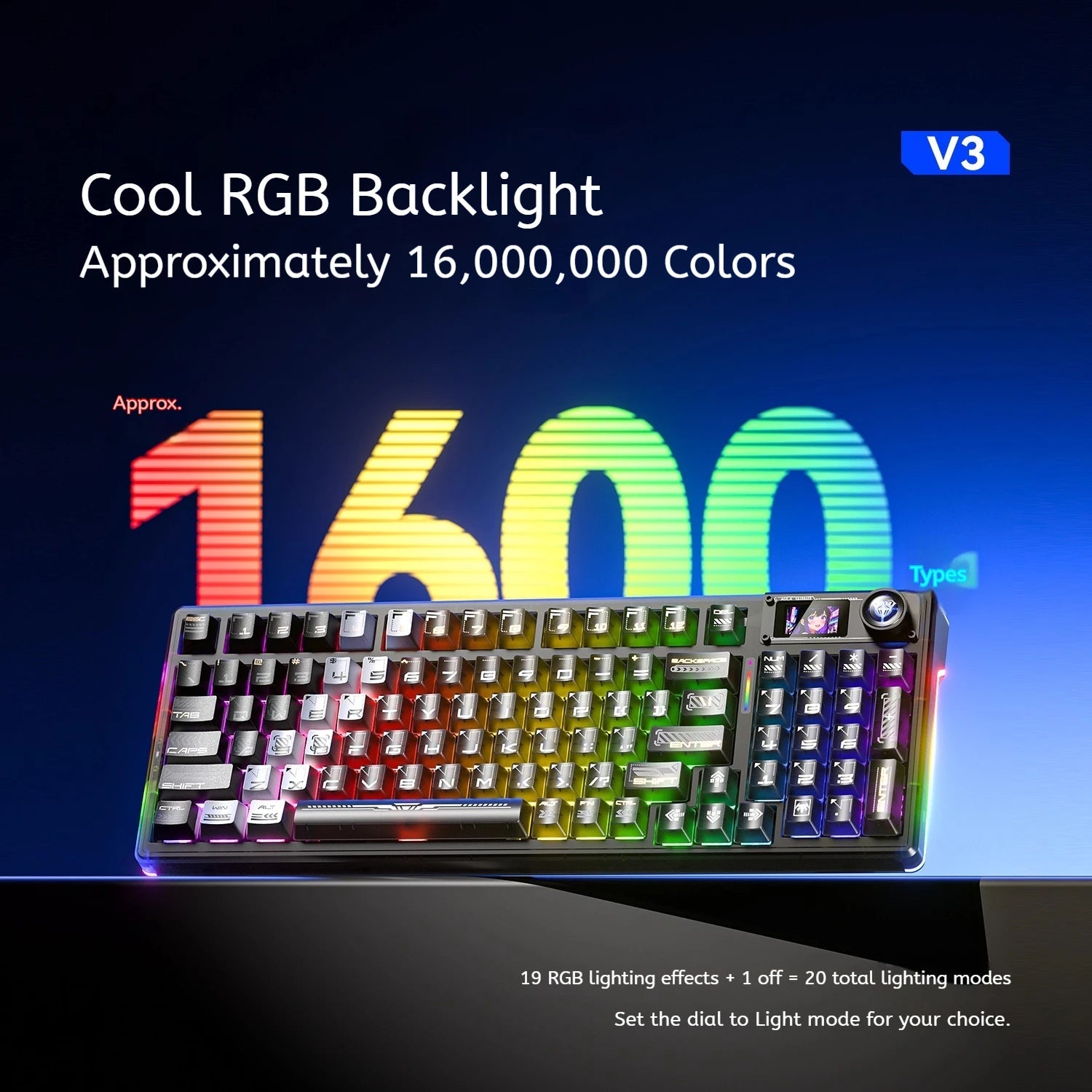 AULA F98 Pro V3 Mechanical Keyboard Custom RGB Backlight Wireless Bluetooth Gaming Keyboard With Screen and Knob Ai-TechWorld   ai-techworld