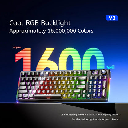 AULA F98 Pro V3 Mechanical Keyboard Custom RGB Backlight Wireless Bluetooth Gaming Keyboard With Screen and Knob Ai-TechWorld   ai-techworld