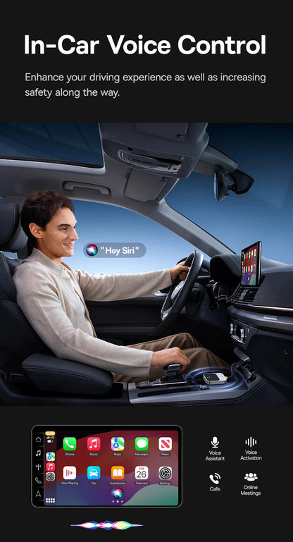 Baseus Wireless CarPlay Wired to Wireless CarPlay Adapter Auto Connect Car Intelligent Systems Plug&Play Bluetooth Smart CarPlay Ai-TechWorld 