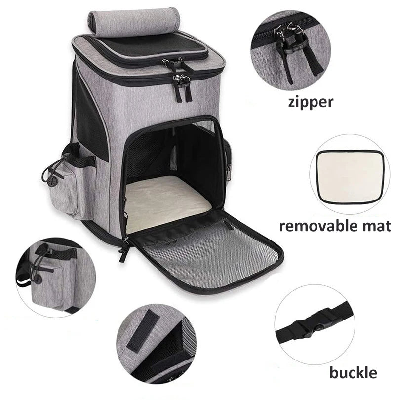 Breathable Pet Cat Carrier Backpack Foldable Pet Carrier Transport Travel Bag Expandable Large Capacity Creative for Cats Dogs Ai-TechWorld 