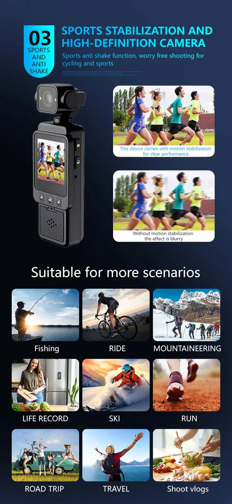 Xiaomi 8K Handheld Sports Camera 180 ° Rotating Mini Portable Anti-shake Camera HD Display WiFi Wearable Night Vision Camera Ai-TechWorld 