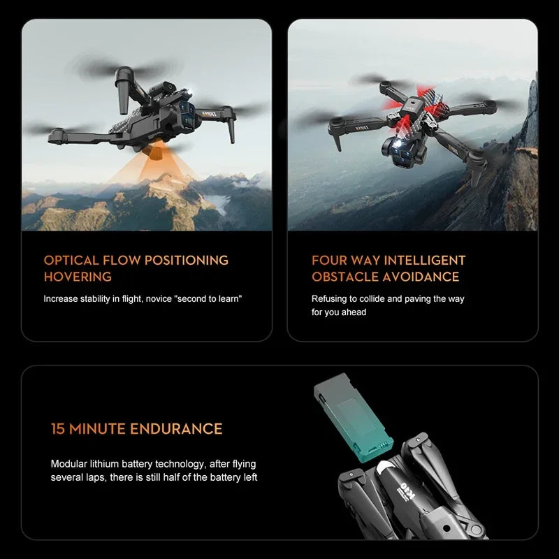 Lenovo K10Max Drone 8K Professinal Three Camera Optical Flow Localization Four-way Obstacle Avoidance RC for Adults Child Toys Ai-TechWorld 
