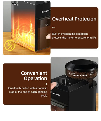 Automatic Burr Mill Coffee Grinder Electric Coffee Bean Grinding With 28 Adjustable Gears for Espresso French Press Drip Coffee Ai-TechWorld 