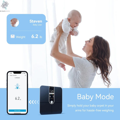 Scale for Body Weight, Smart Scale with 8-in-1 VA Display, High Precision Bathroom Digital Scale for Body Weight Heart Rate BMI Ai-TechWorld 