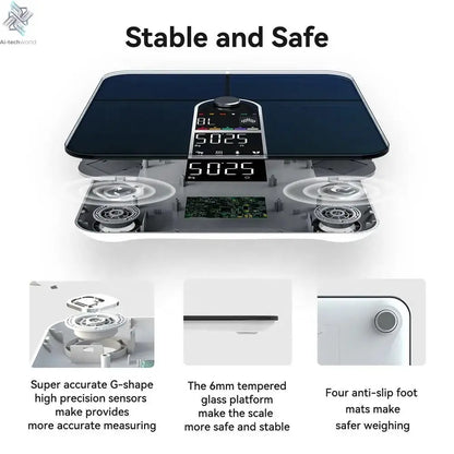 Scale for Body Weight, Smart Scale with 8-in-1 VA Display, High Precision Bathroom Digital Scale for Body Weight Heart Rate BMI Ai-TechWorld 
