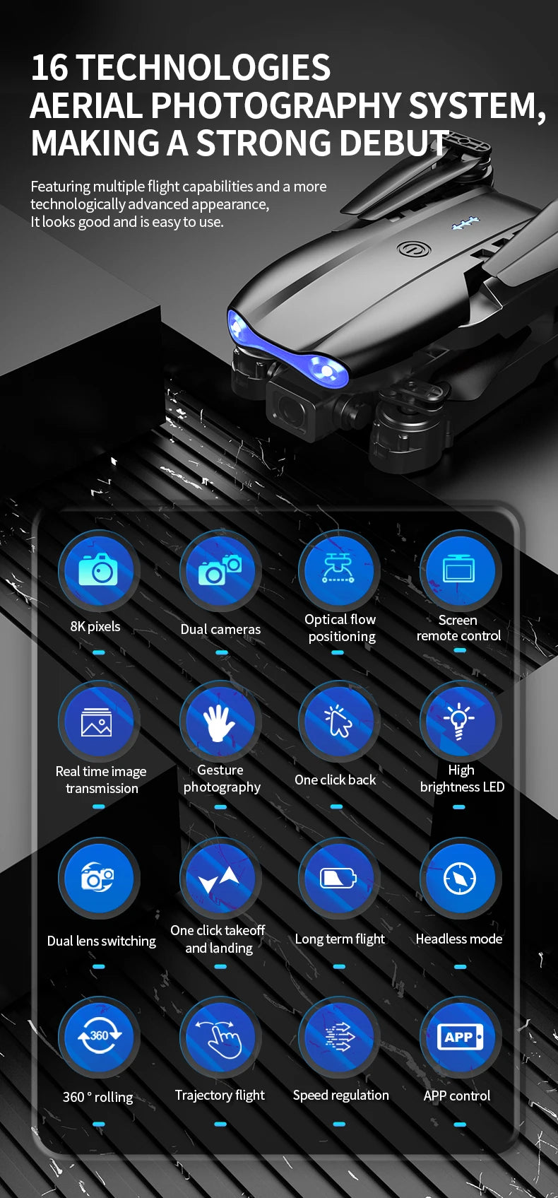 E99 Pro Drone Screen remote control Quadcopter Remote Four Axis Aircraft 8K HD Photography UAV Altitude Fixation Helicopter Toy Ai-TechWorld 