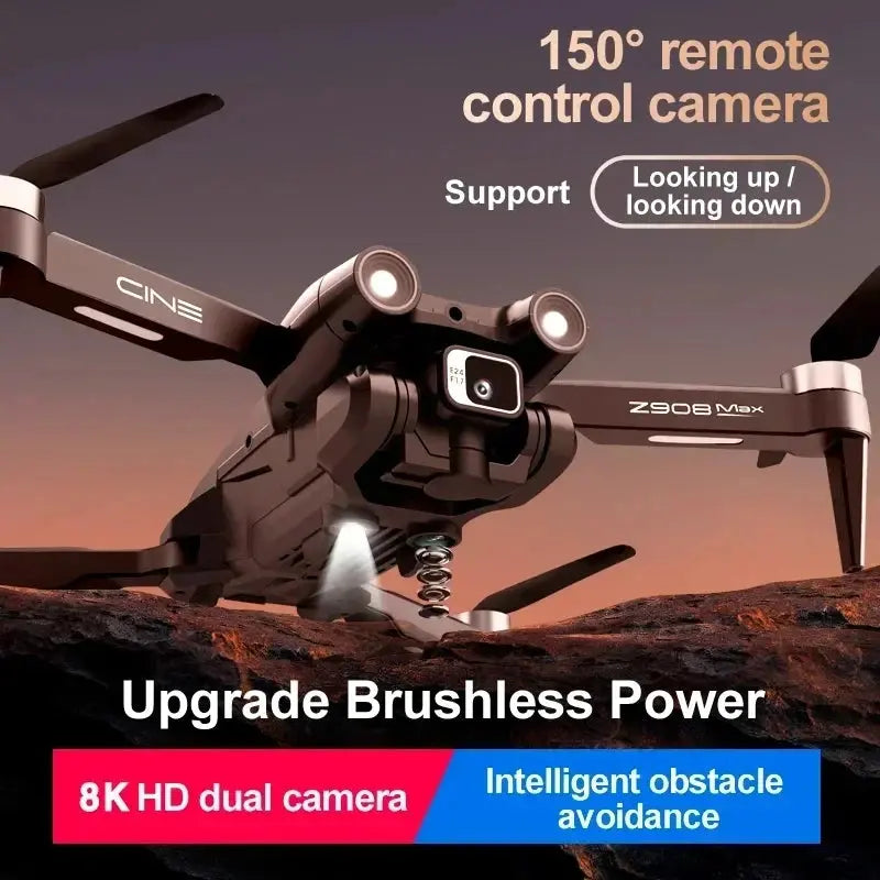 Z908 Pro Max GPS Drone Brushless 8K HD Dual Camera Optical Flow Obstacle Avoidance Foldable Quadcopter RC Distance 9000M Ai-TechWorld 