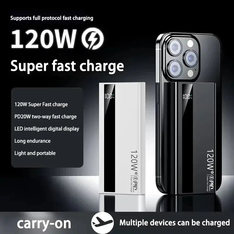 Xiaomi 500000mAh High Capacity PowerBank 120W Super Fast Charging Portable External Battery Powerbank for iphone Huawei Ai-TechWorld 