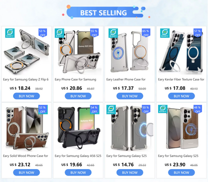 Eary for Samsung Galaxy Z Fold 6 5 Case with Magnetic Stand Magsafe Protective Cover Metals Frameless Bumper Wireless Charging Ai-TechWorld 