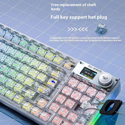 AULA F98PRO Wireless Mechanical Keyboard Transparent Keycaps RGB Backlit Custom 2.4G Hot Swappable Gaming Keyboard With Screem Ai-TechWorld   ai-techworld