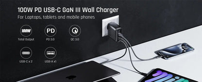 VOLTME 100W GaN Charger For Macbook Tablet USB Type C Charger Fast Charging Charger For iPhone 15 14 13 12 Quick Charge 4.0 3.0 Ai-TechWorld 