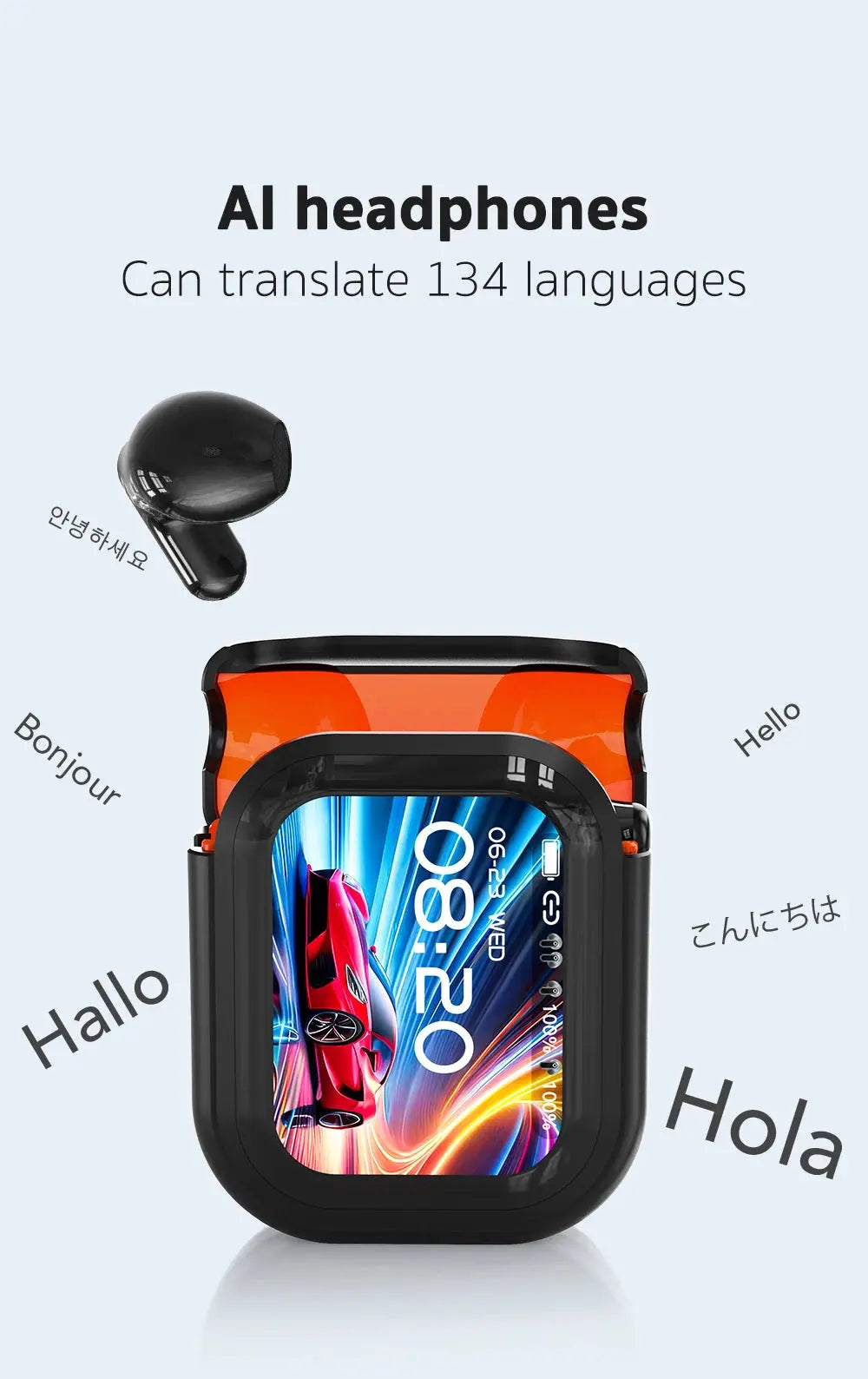 Translator HTC NE20 New Bluetooth 6.0 Wireless Headphones Translation Ai-TechWorld 